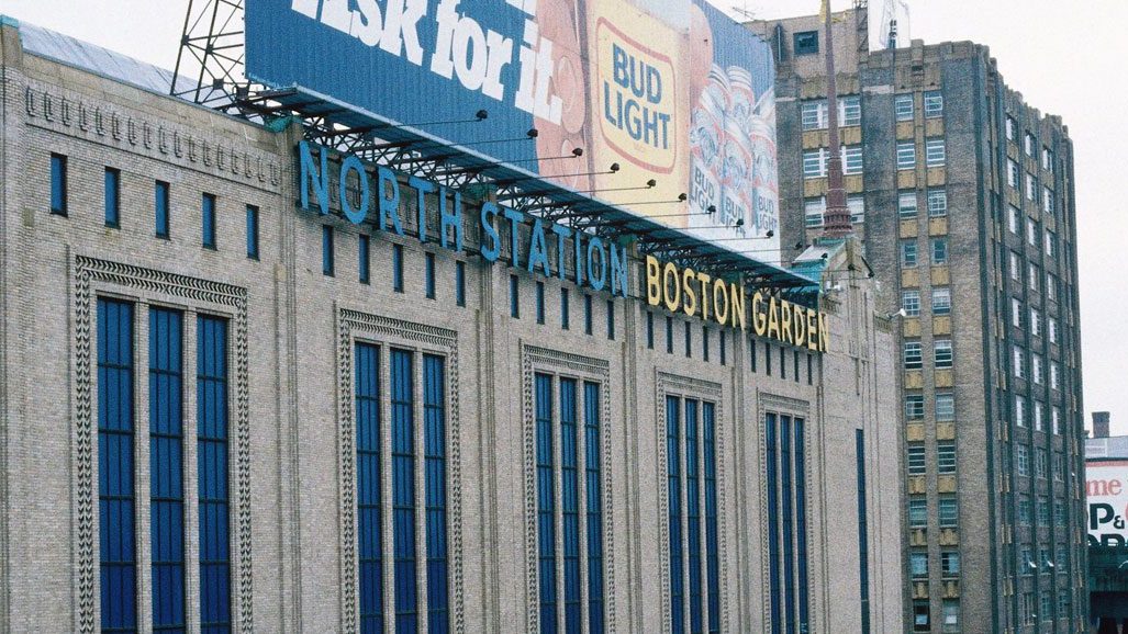 1975_Exterior image of North Station Boston Garden in 1975